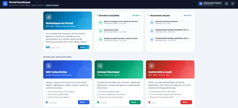 Portail Numérique : accueil, statistiques et premières applications