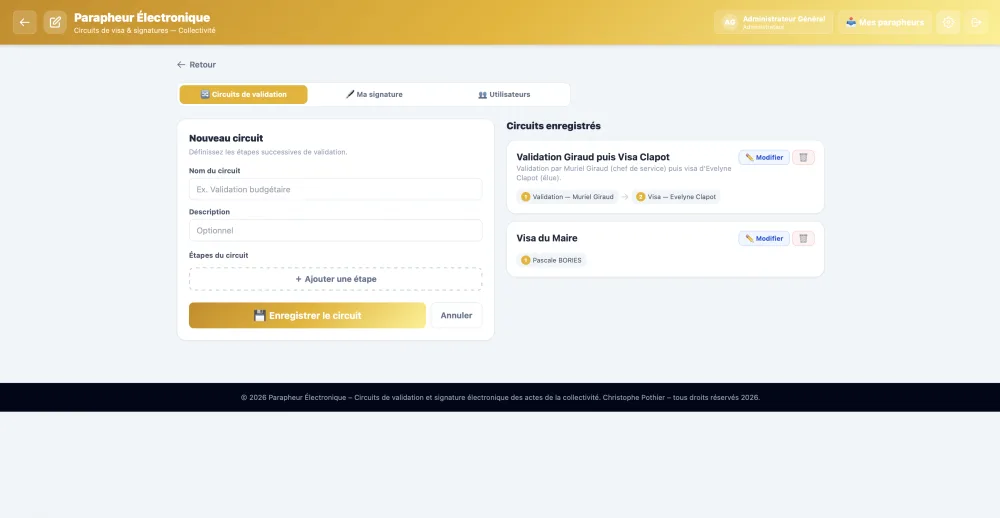 Parapheur Électronique : circuits de validation, étapes de visa configurables